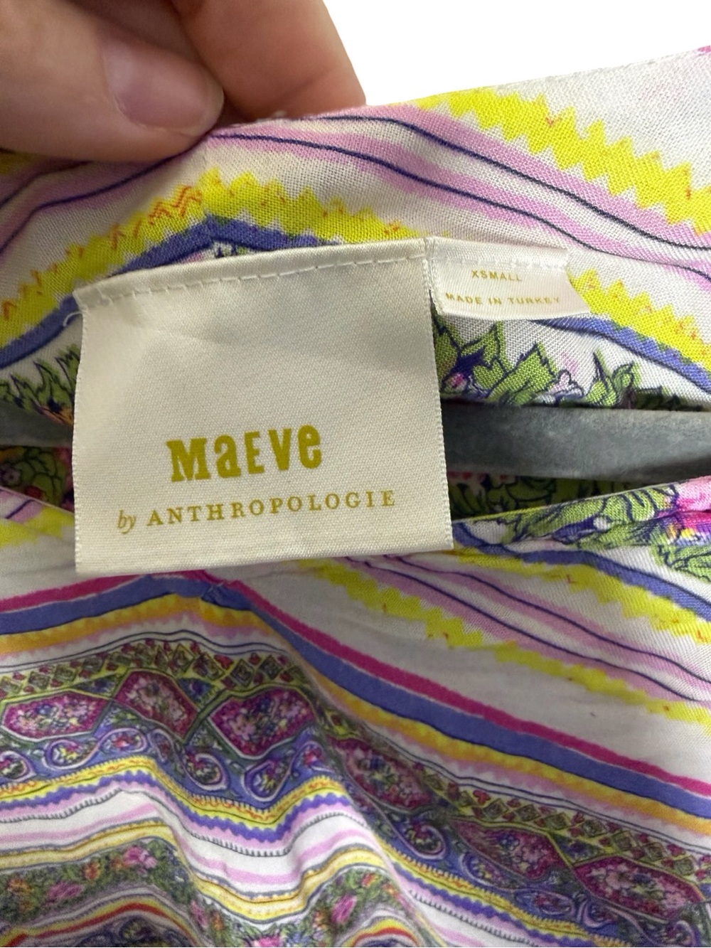 🌸 Maeve by Anthropologie Floral Boho Blouse XS Puff Sleeve Peasant Top 🌸 - Picture 4 of 5